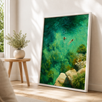 Turquoise Ocean Swimmers Canvas Wall Art Aura Canvas