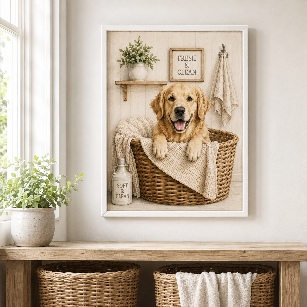 Custom Pet Laundry Room Portrait Canvas Aura Canvas