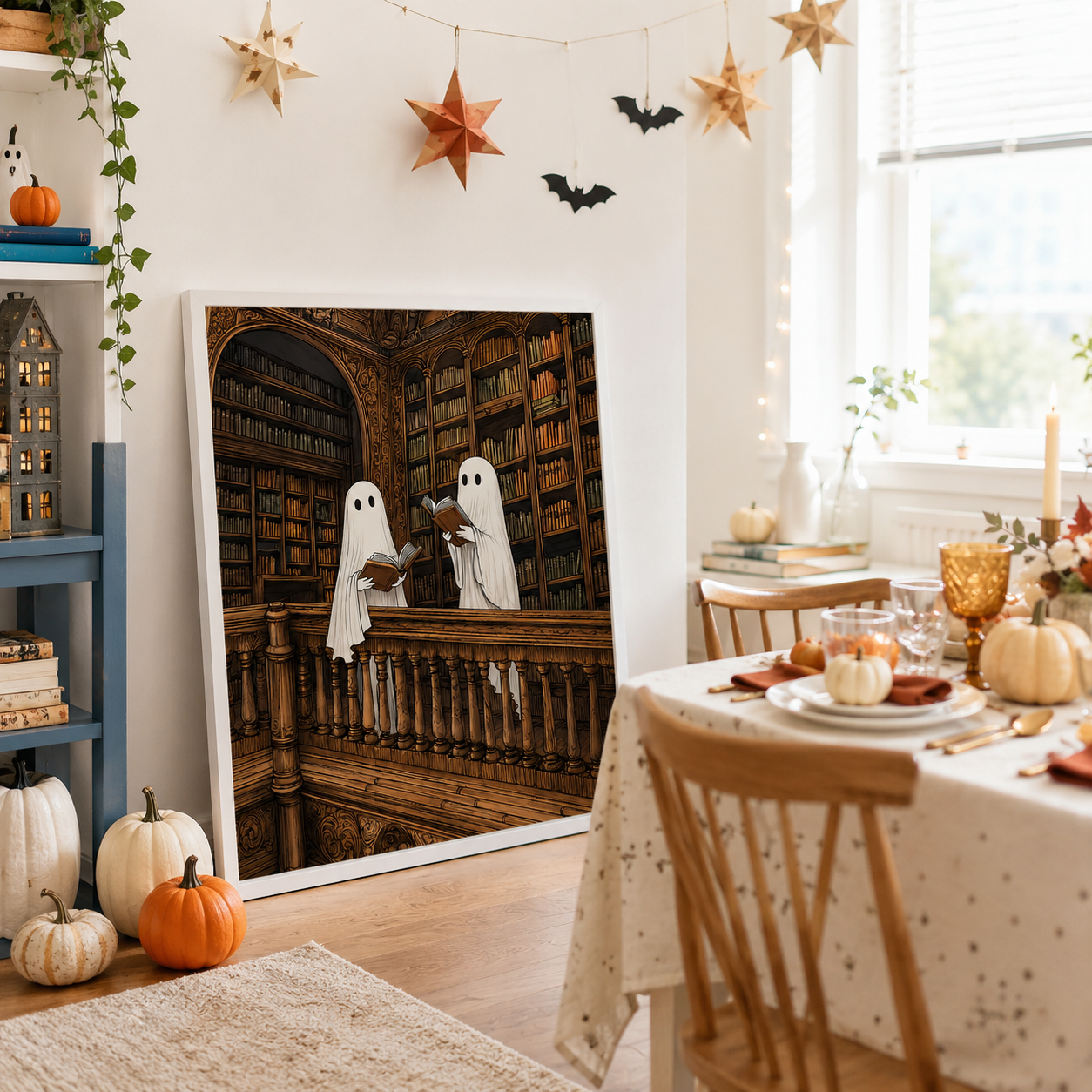 Ghost Library Canvas Wall Art Aura Canvas