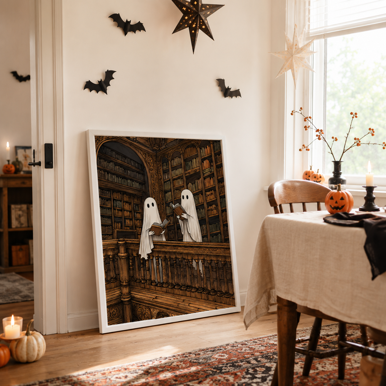 Ghost Library Canvas Wall Art Aura Canvas