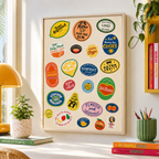 Retro Fruit Sticker Canvas Wall Art Aura Canvas