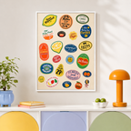 Retro Fruit Sticker Canvas Wall Art Aura Canvas