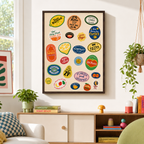 Retro Fruit Sticker Canvas Wall Art Aura Canvas