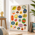 Retro Fruit Sticker Canvas Wall Art Aura Canvas
