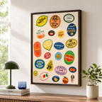 Retro Fruit Sticker Canvas Wall Art Aura Canvas