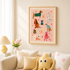 Cute Dog Pattern Canvas Wall Art Aura Canvas