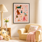 Cute Dog Pattern Canvas Wall Art Aura Canvas