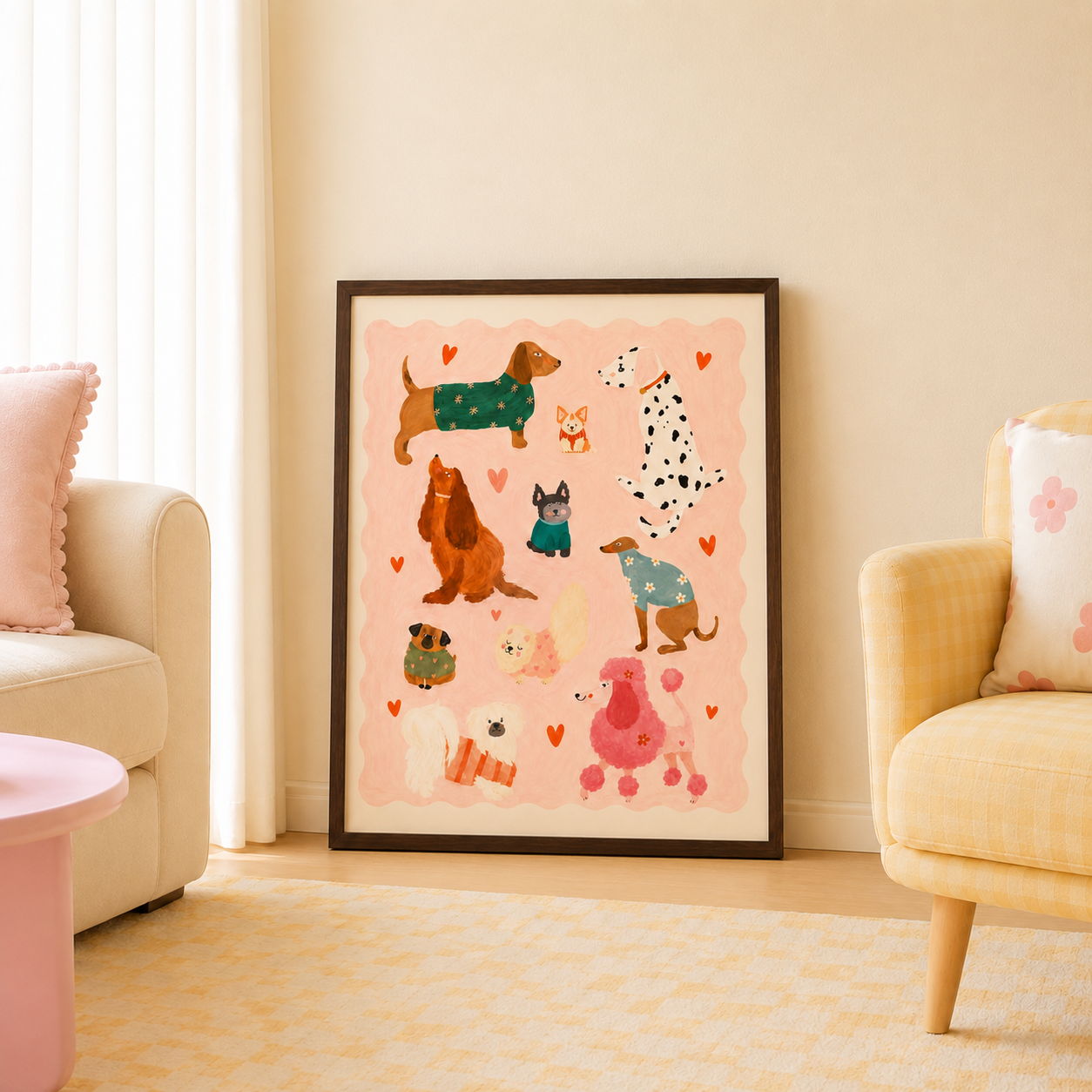 Cute Dog Pattern Canvas Wall Art Aura Canvas