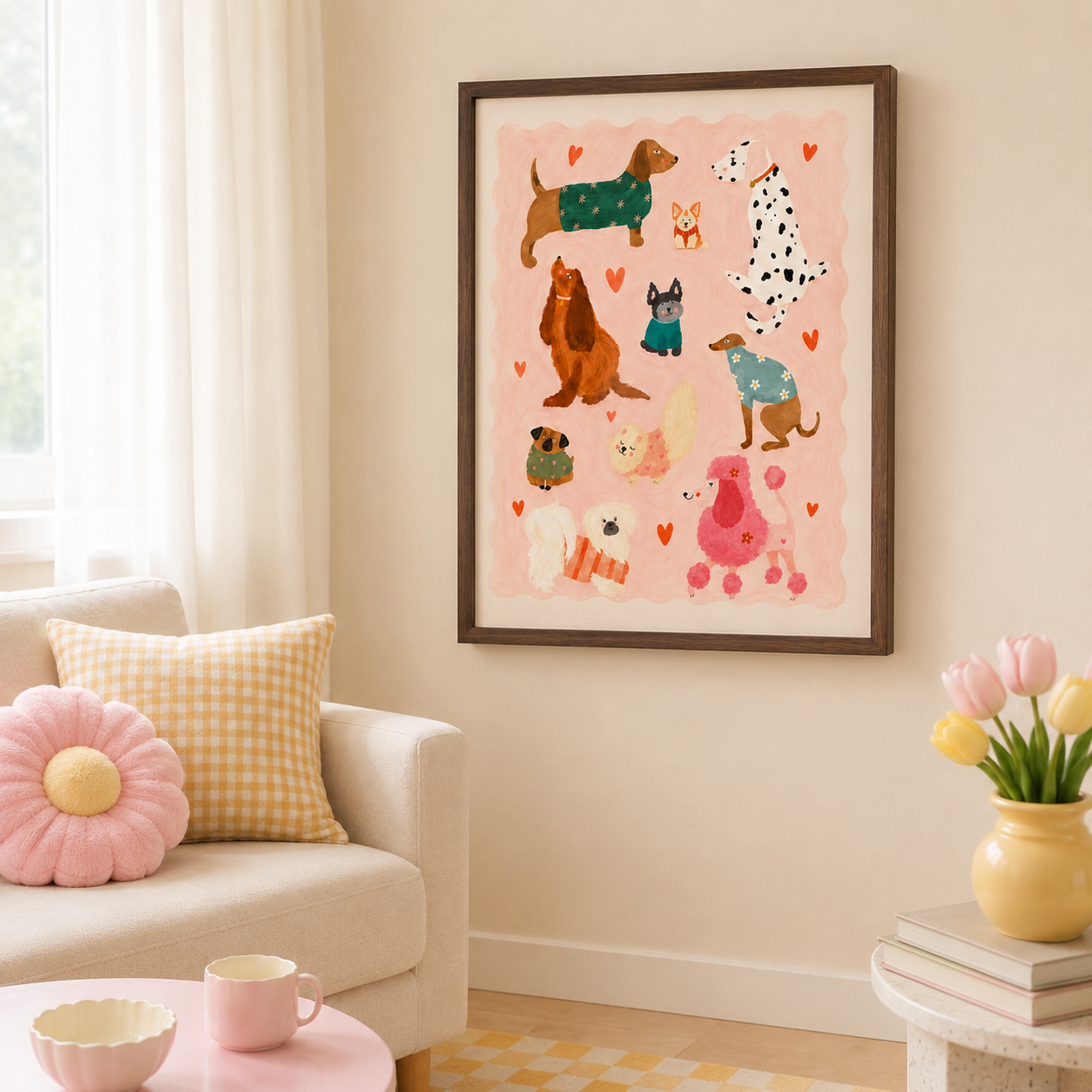 Cute Dog Pattern Canvas Wall Art Aura Canvas