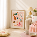 Cute Dog Pattern Canvas Wall Art Aura Canvas