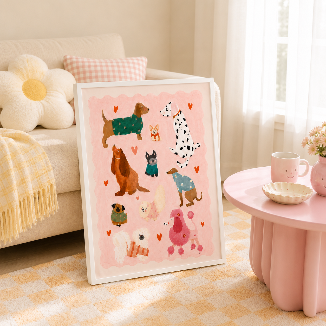 Cute Dog Pattern Canvas Wall Art Aura Canvas