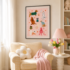 Cute Dog Pattern Canvas Wall Art Aura Canvas