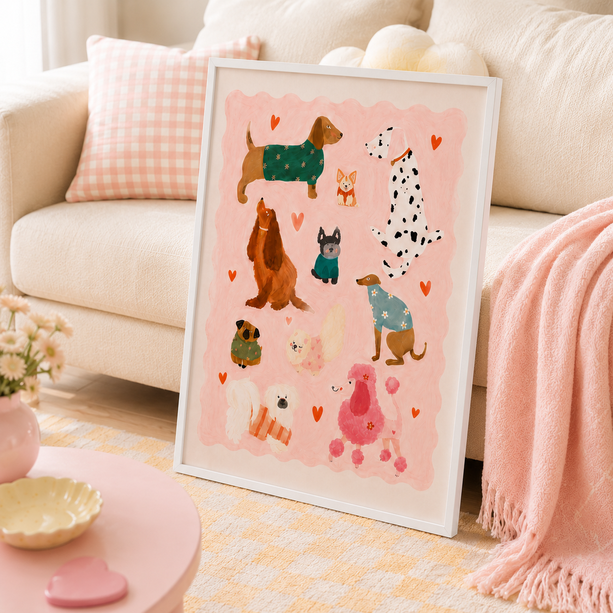 Cute Dog Pattern Canvas Wall Art Aura Canvas