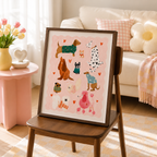 Cute Dog Pattern Canvas Wall Art Aura Canvas