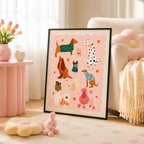 Cute Dog Pattern Canvas Wall Art Aura Canvas