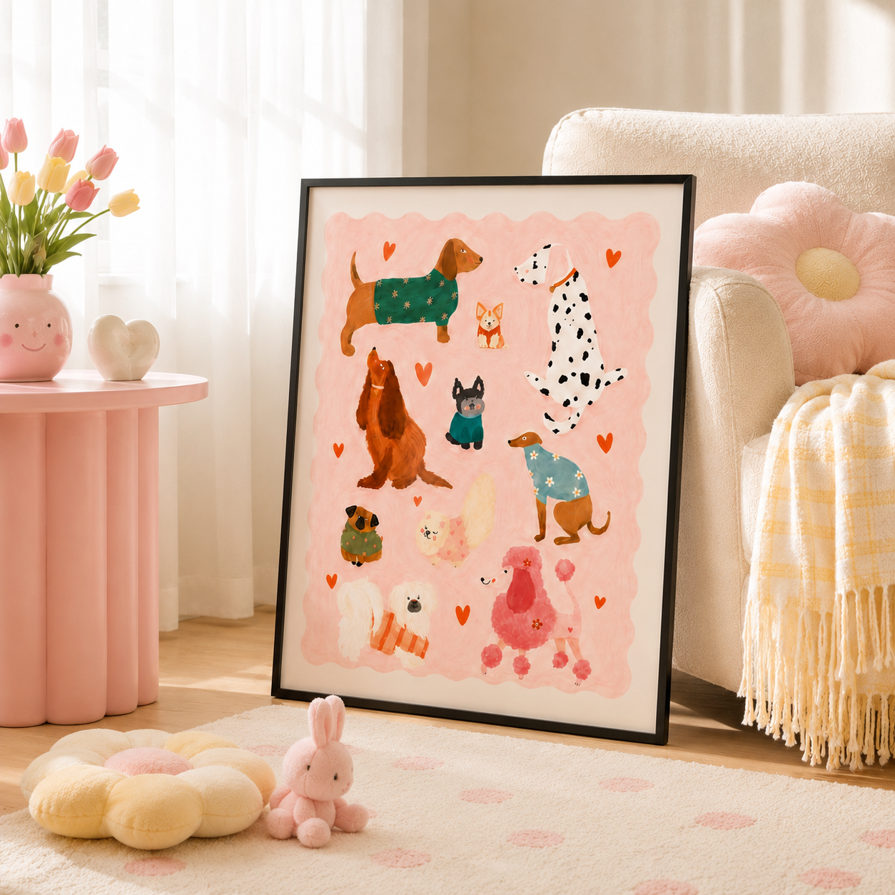 Cute Dog Pattern Canvas Wall Art Aura Canvas