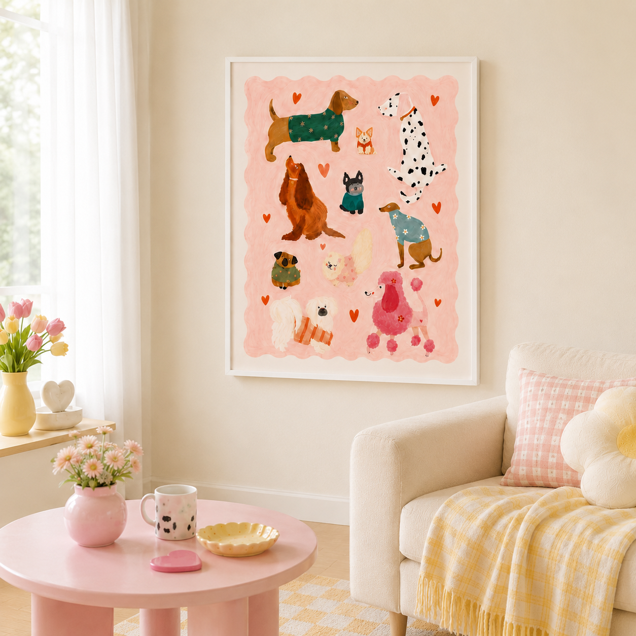 Cute Dog Pattern Canvas Wall Art Aura Canvas