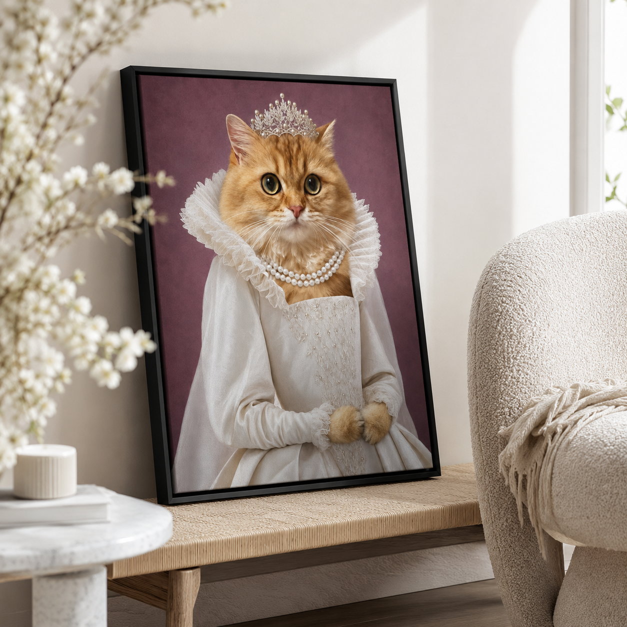 Custom Princess Cat Portrait Canvas Aura Canvas