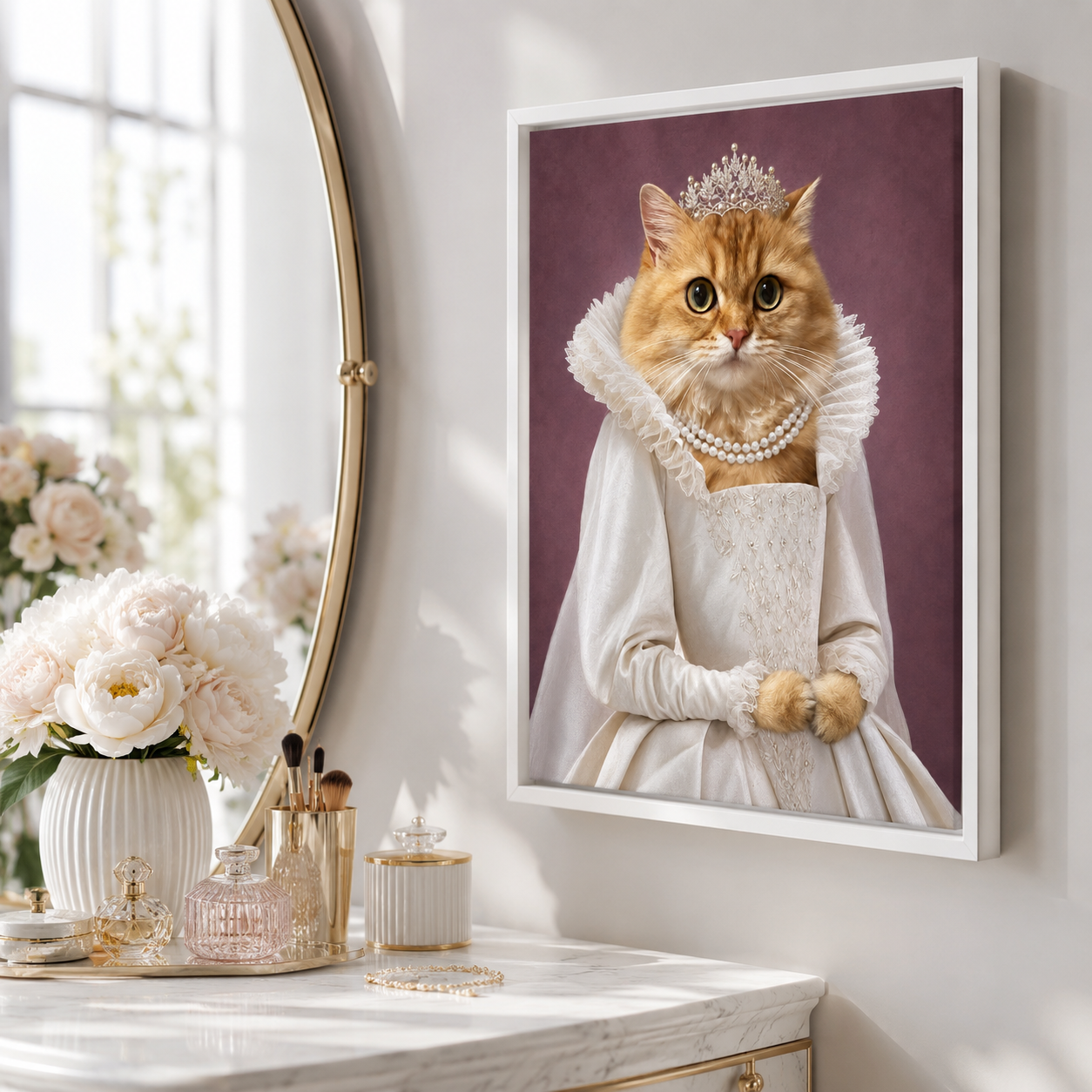 Custom Princess Cat Portrait Canvas Aura Canvas