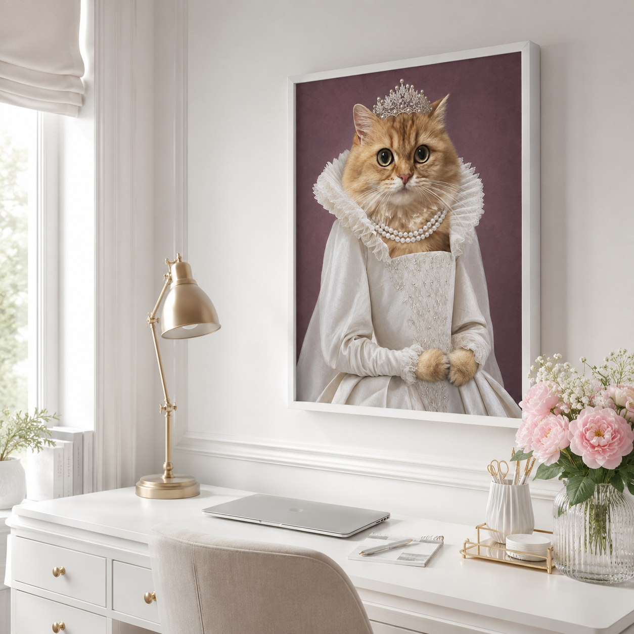 Custom Princess Cat Portrait Canvas Aura Canvas