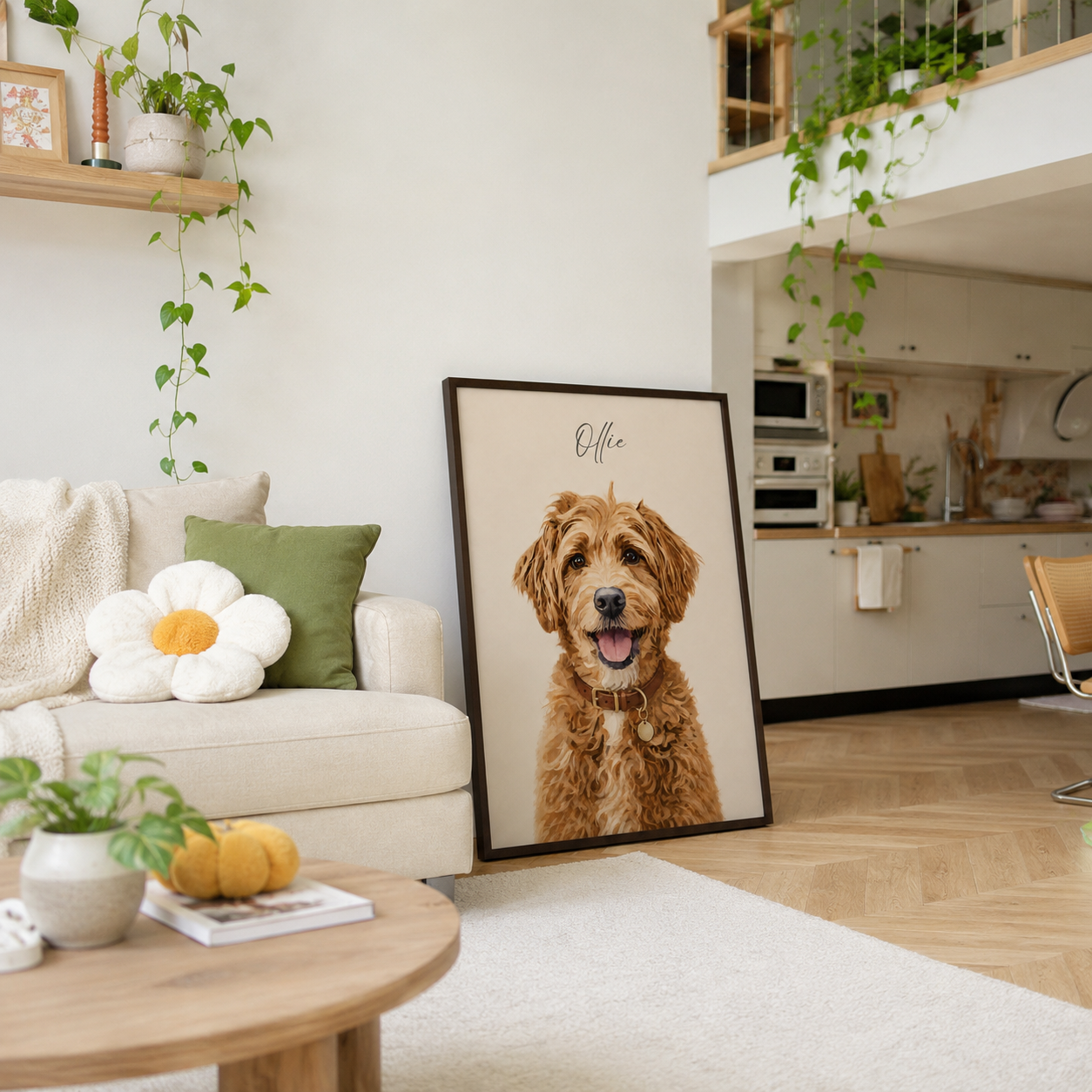 Custom Minimal Pet Portrait Canvas Aura Canvas