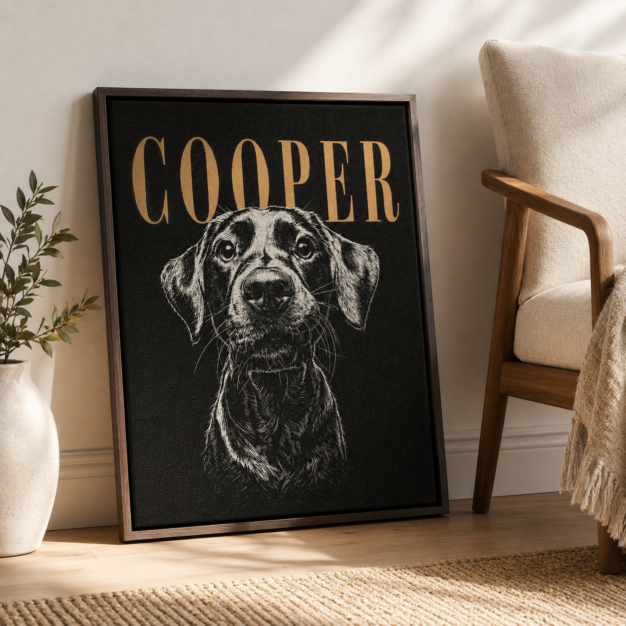 Custom Engraved Pet Portrait Canvas Aura Canvas