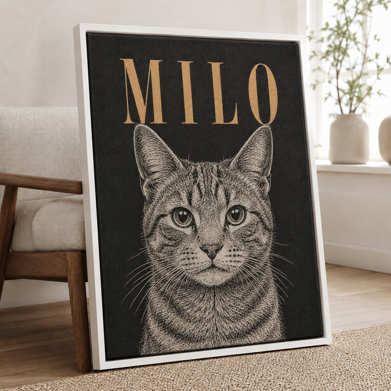 Custom Engraved Pet Portrait Canvas Aura Canvas