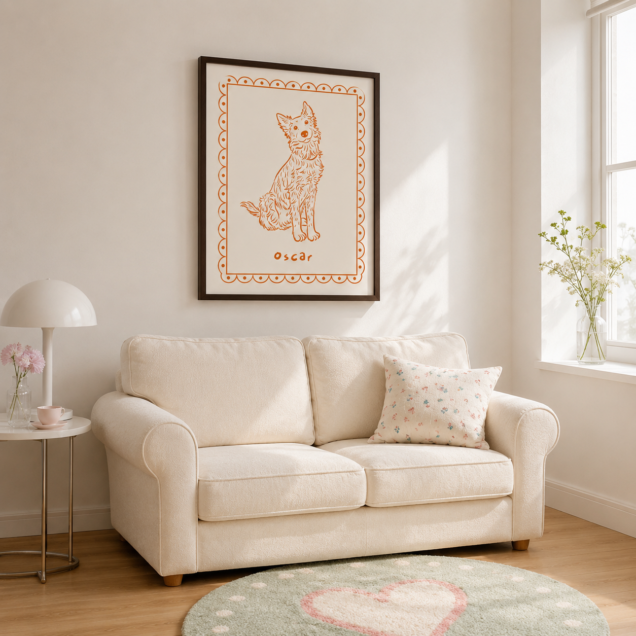 Custom Line Art Pet Portrait Canvas Aura Canvas