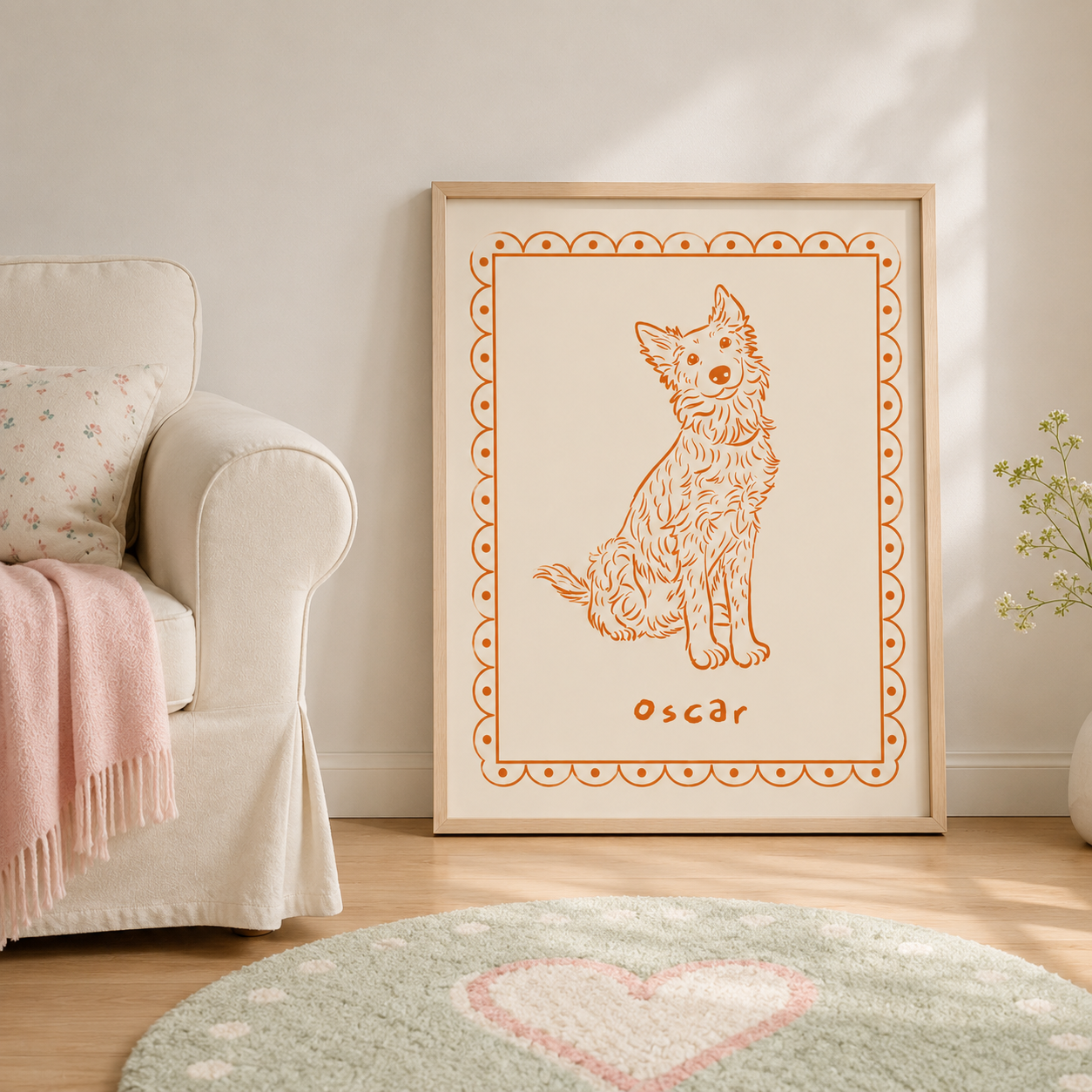 Custom Line Art Pet Portrait Canvas Aura Canvas