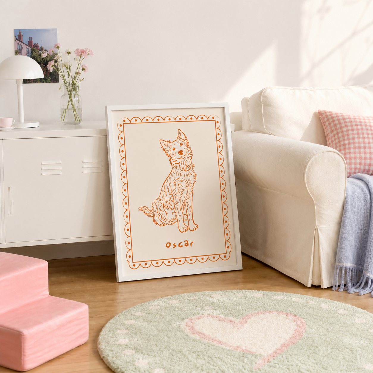 Custom Line Art Pet Portrait Canvas Aura Canvas