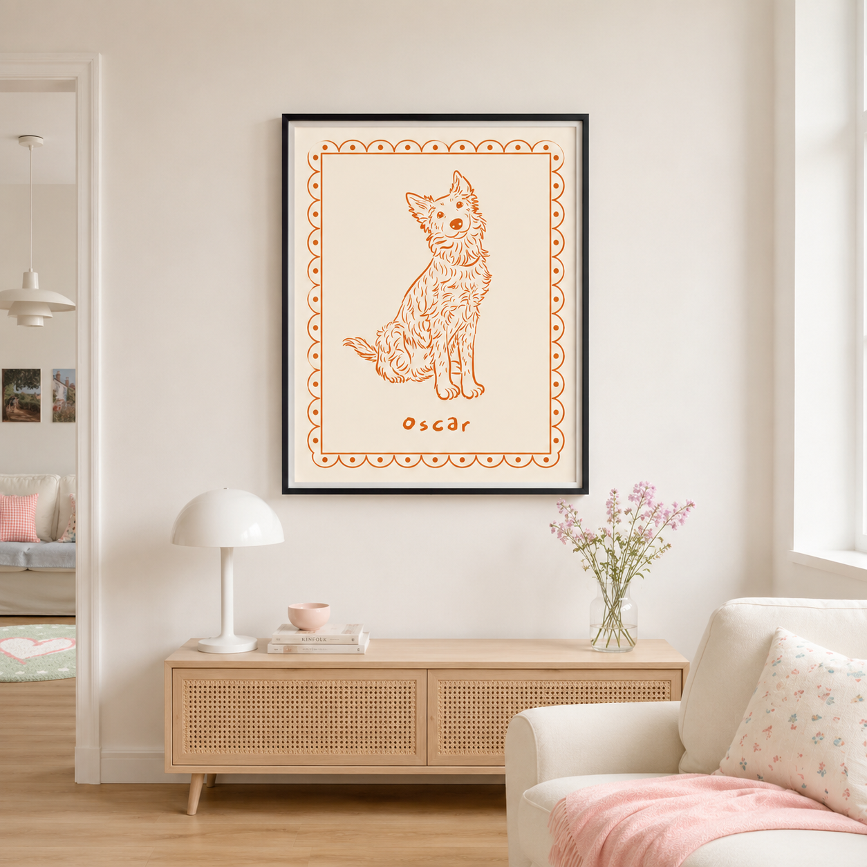 Custom Line Art Pet Portrait Canvas Aura Canvas