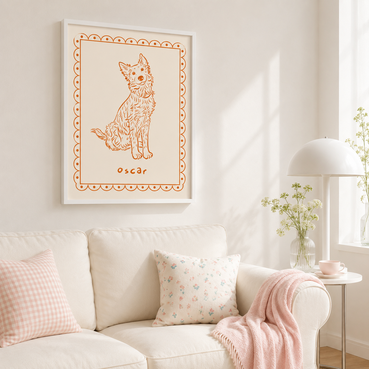 Custom Line Art Pet Portrait Canvas Aura Canvas