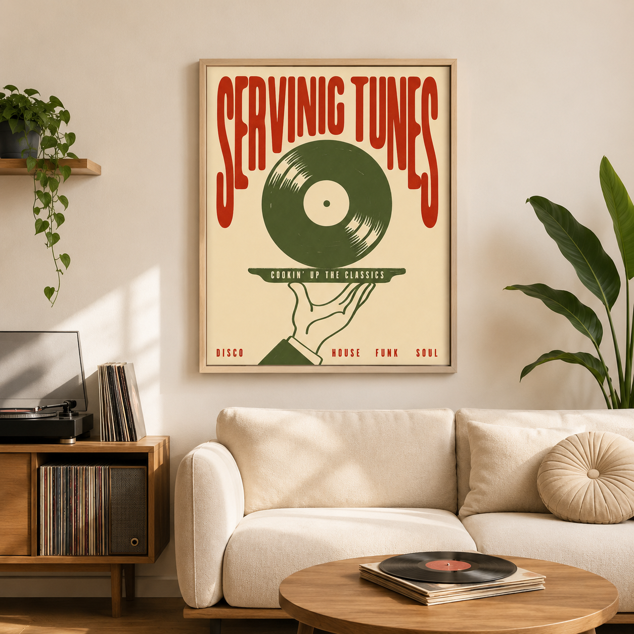 Serving Tunes Vinyl Record Canvas Wall Art Aura Canvas
