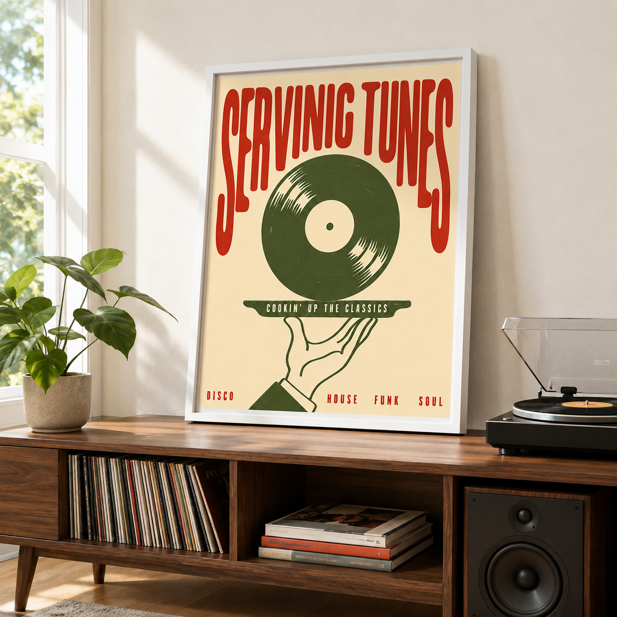 Serving Tunes Vinyl Record Canvas Wall Art Aura Canvas