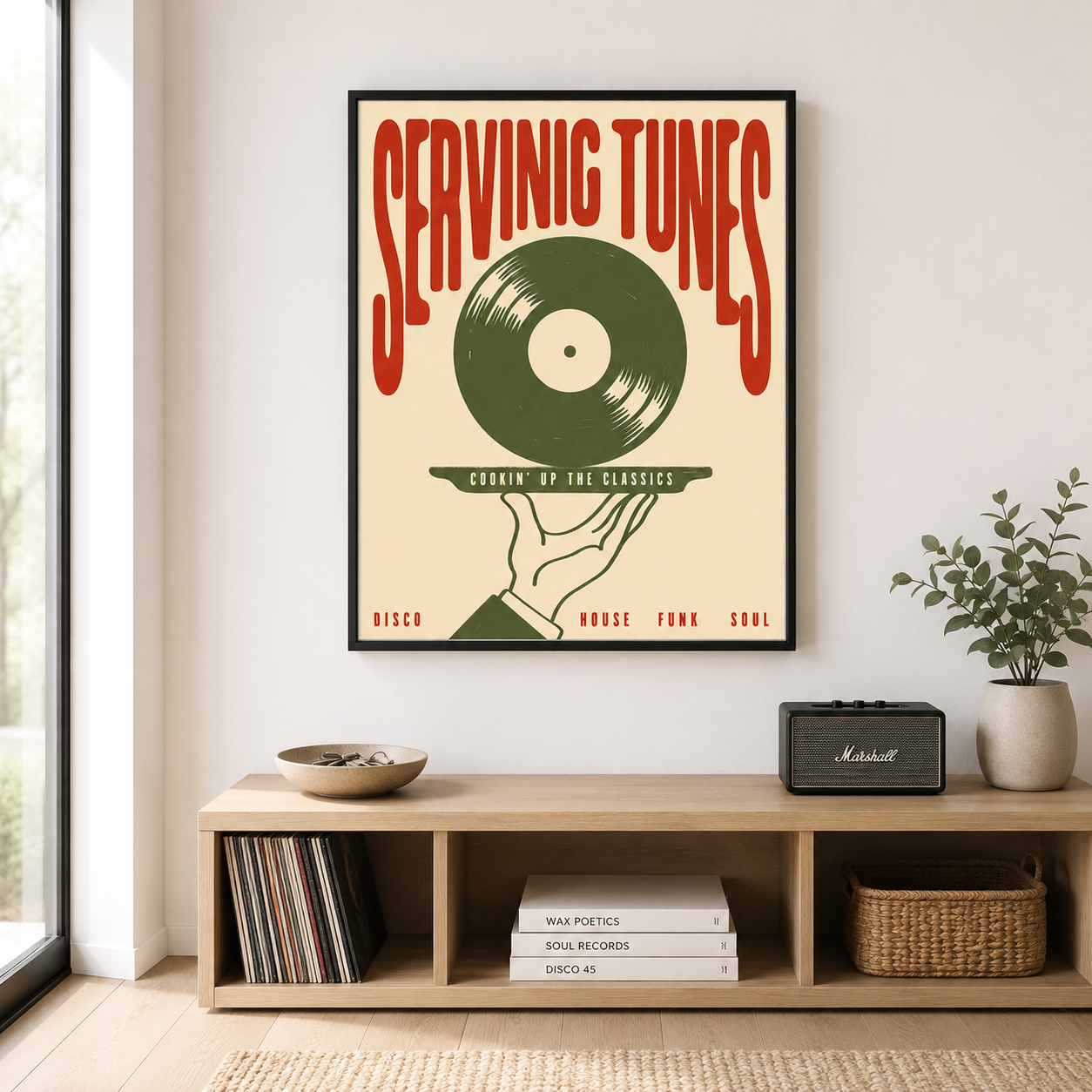 Serving Tunes Vinyl Record Canvas Wall Art Aura Canvas