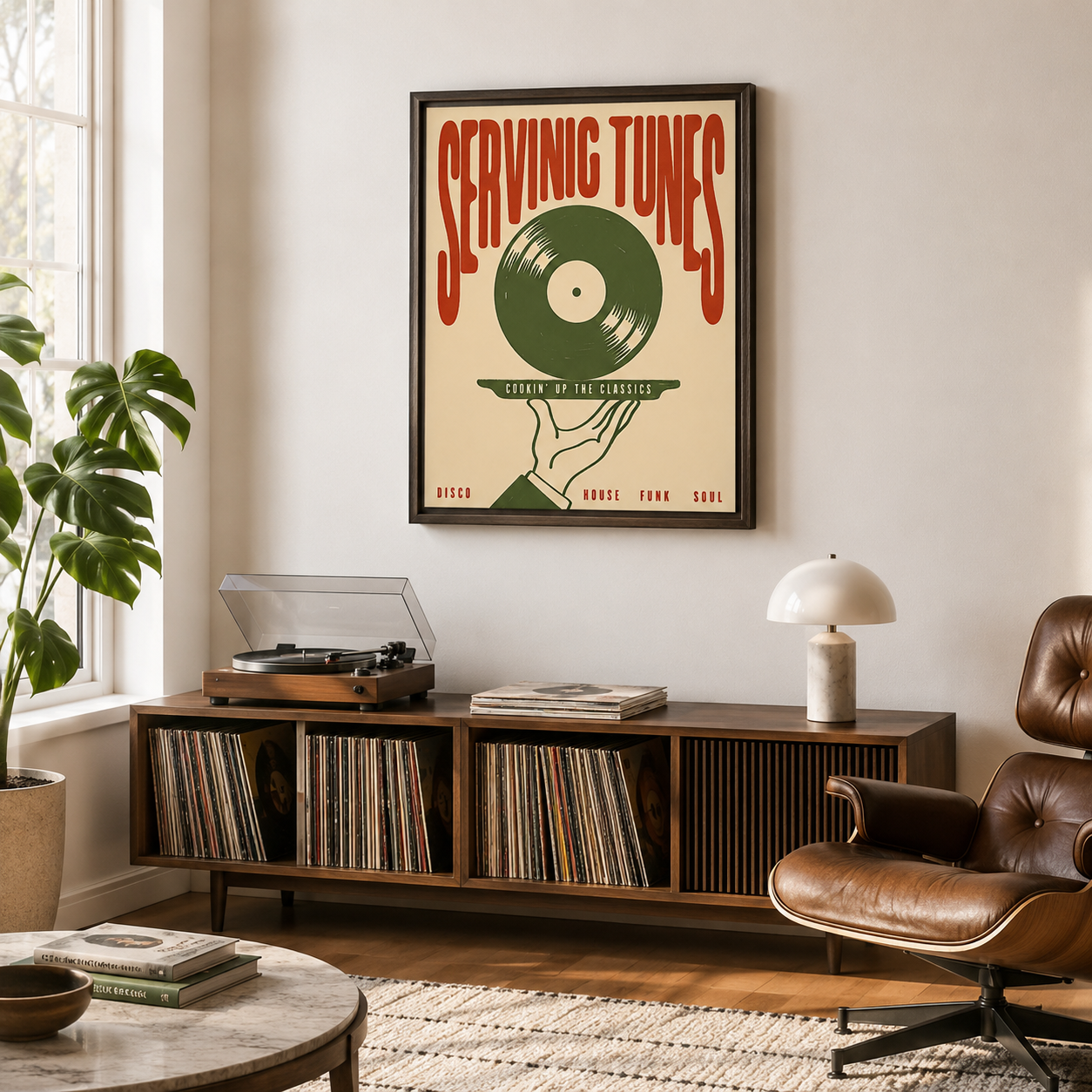Serving Tunes Vinyl Record Canvas Wall Art Aura Canvas