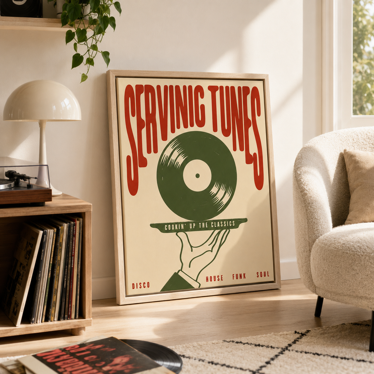 Serving Tunes Vinyl Record Canvas Wall Art Aura Canvas