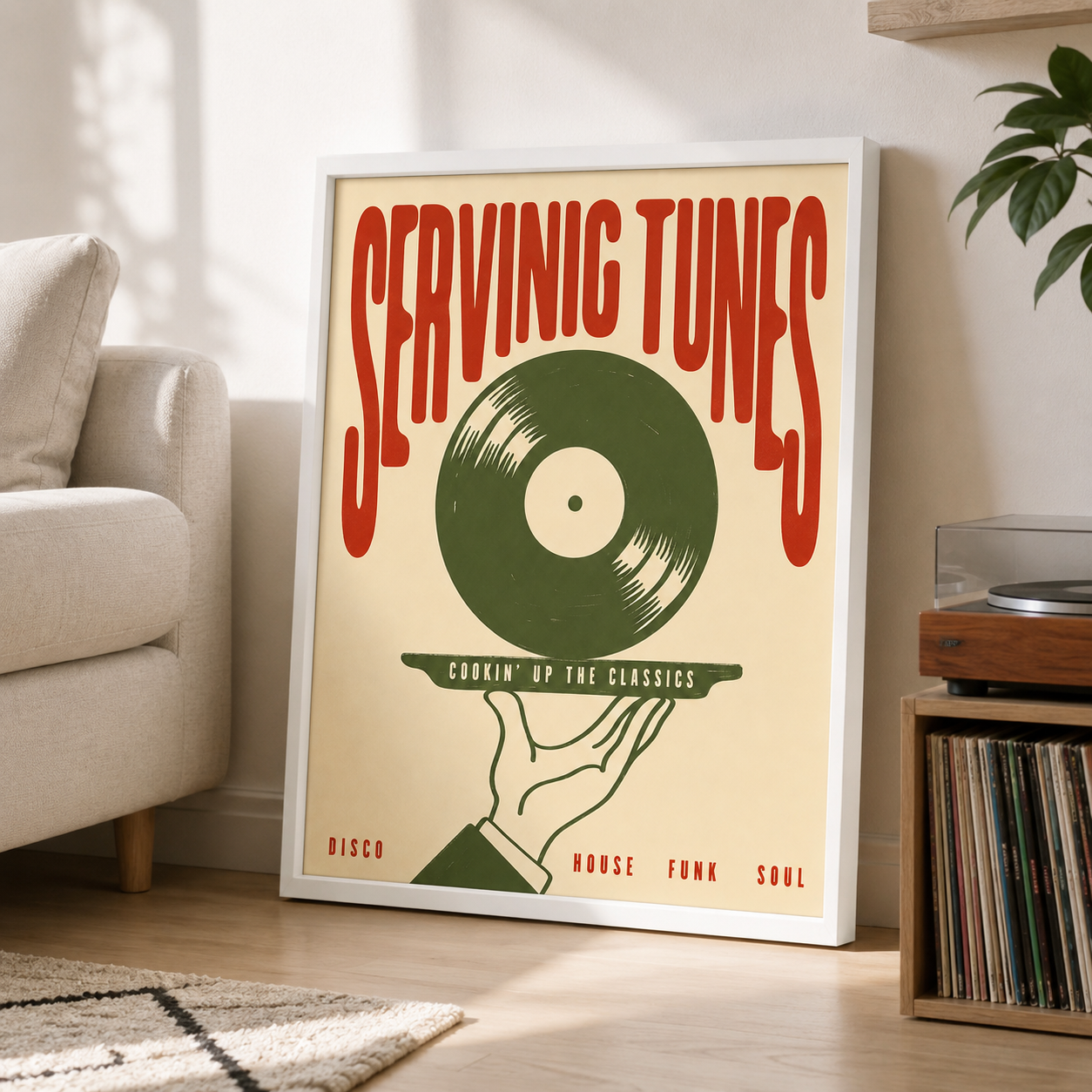 Serving Tunes Vinyl Record Canvas Wall Art Aura Canvas
