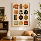 Retro Nostalgia Icons Canvas Wall Art Aura Canvas