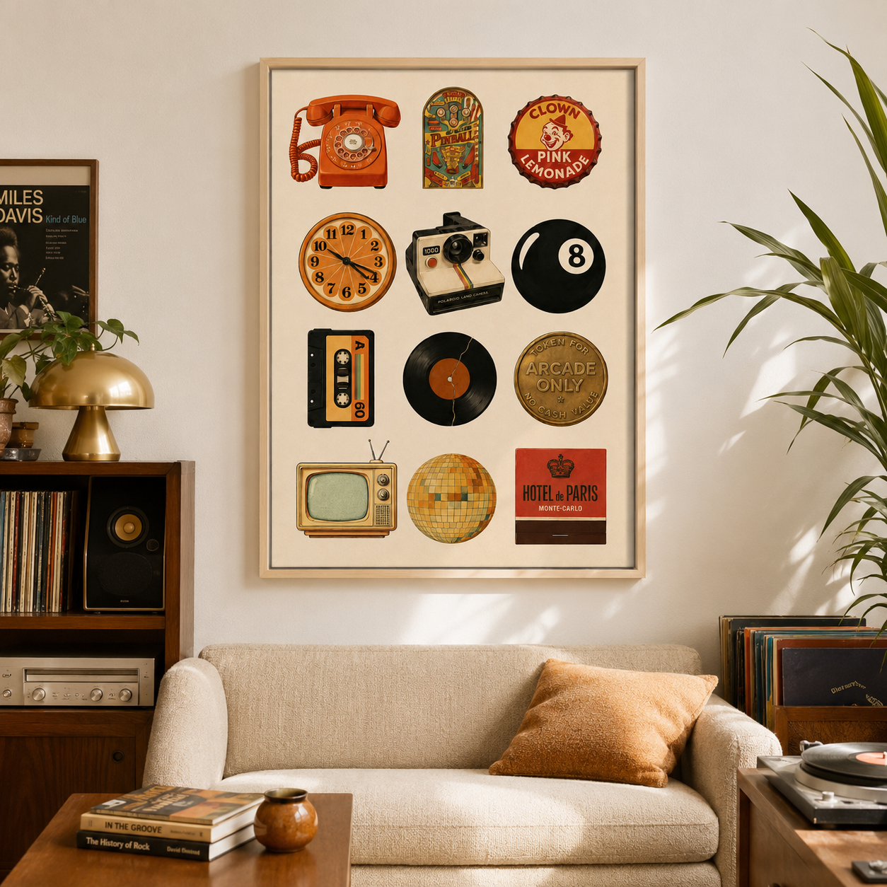 Retro Nostalgia Icons Canvas Wall Art Aura Canvas