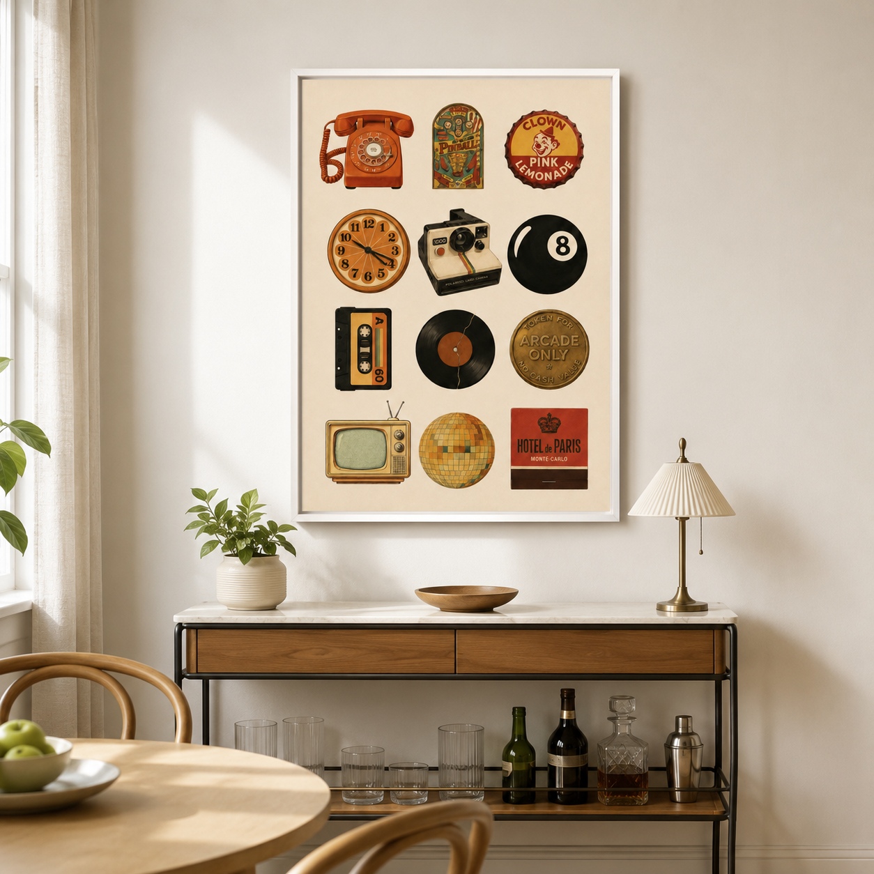 Retro Nostalgia Icons Canvas Wall Art Aura Canvas