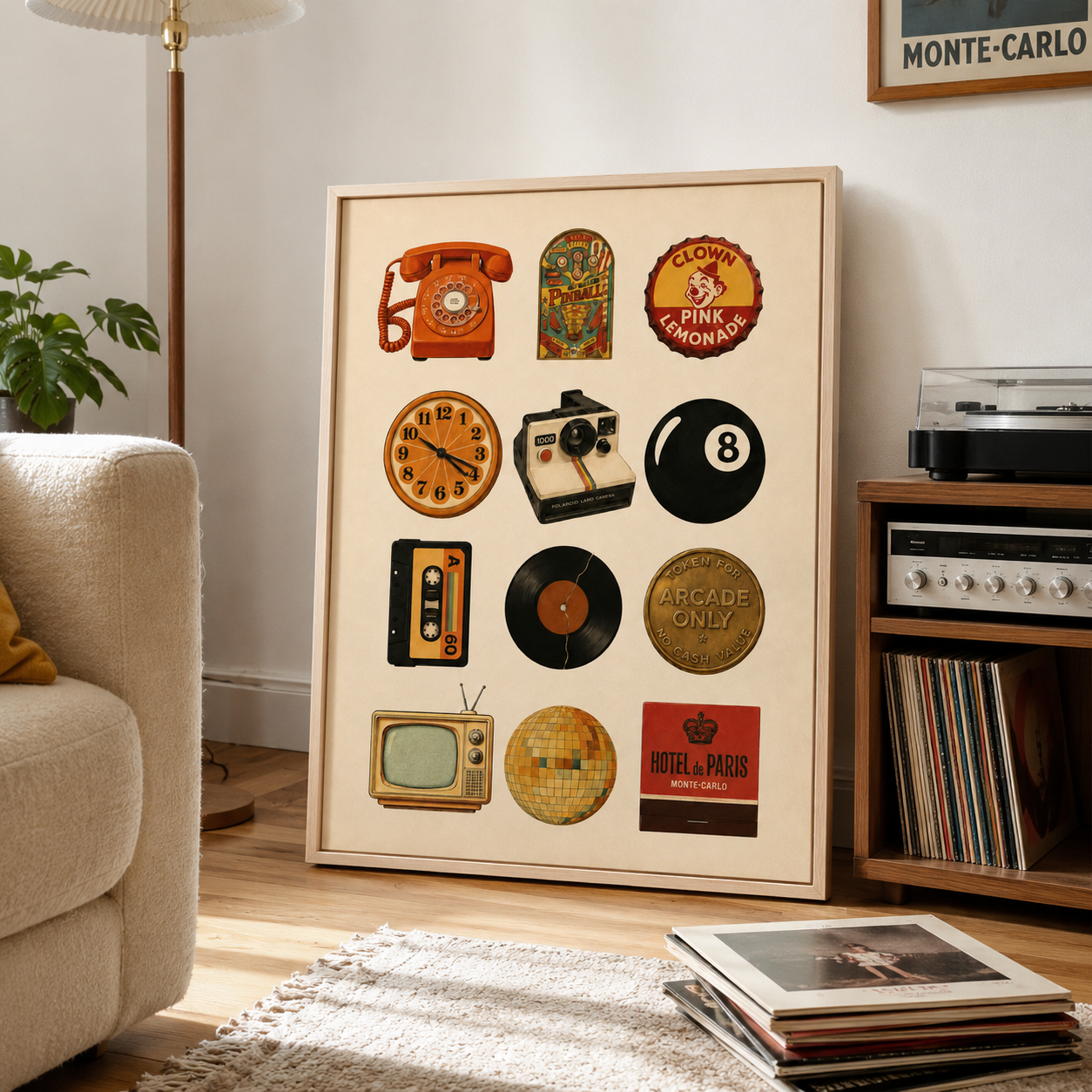 Retro Nostalgia Icons Canvas Wall Art Aura Canvas