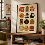 Retro Nostalgia Icons Canvas Wall Art Aura Canvas