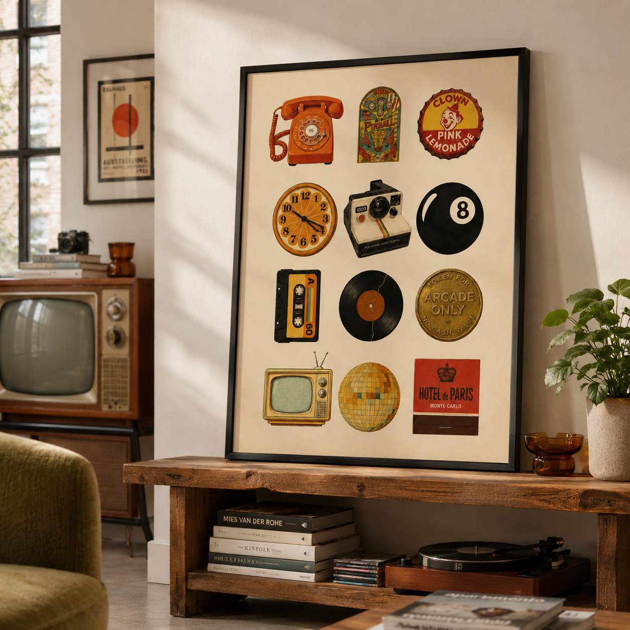 Retro Nostalgia Icons Canvas Wall Art Aura Canvas