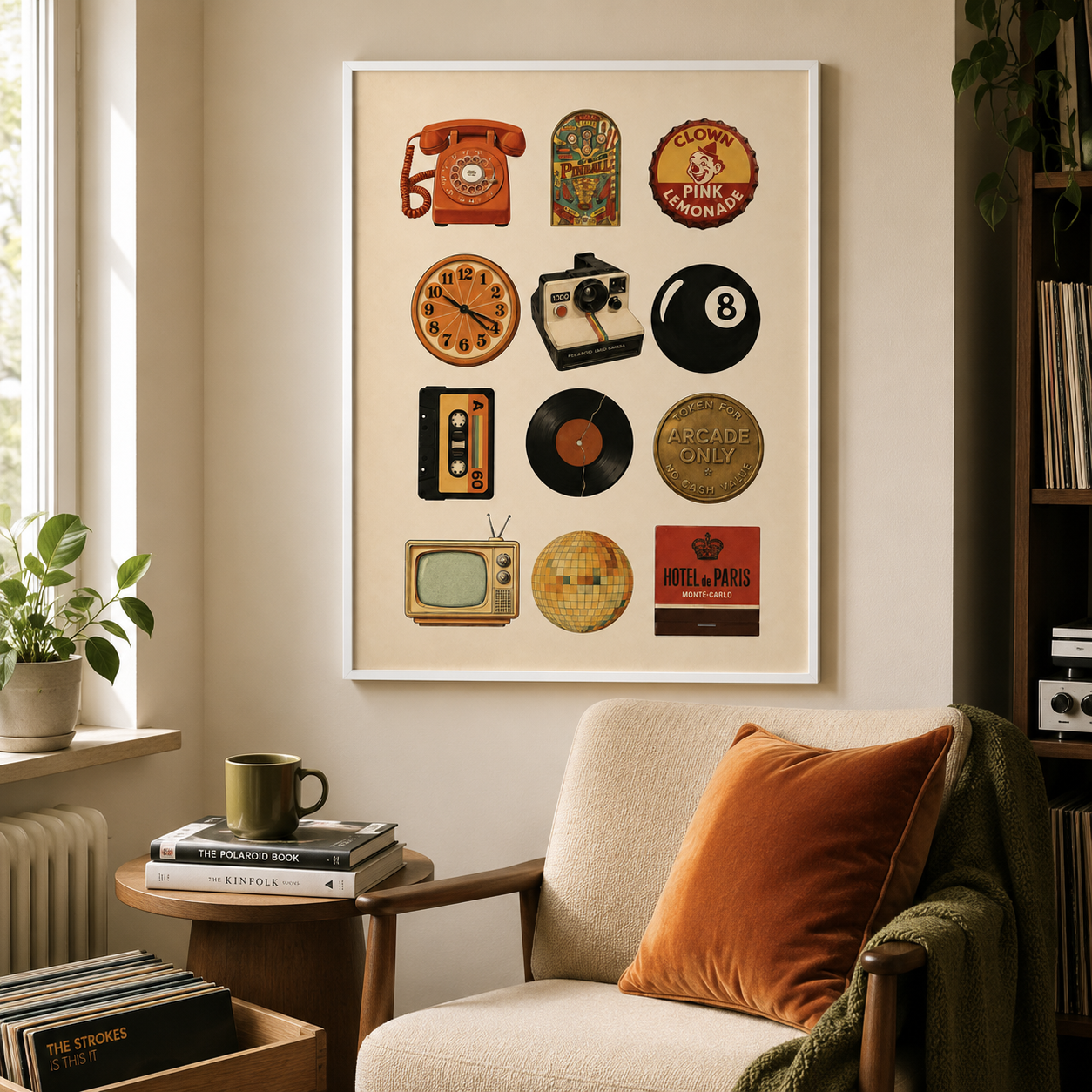 Retro Nostalgia Icons Canvas Wall Art Aura Canvas