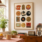 Retro Nostalgia Icons Canvas Wall Art Aura Canvas