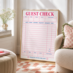 Retro Guest Check Canvas Wall Art Aura Canvas