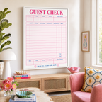 Retro Guest Check Canvas Wall Art Aura Canvas