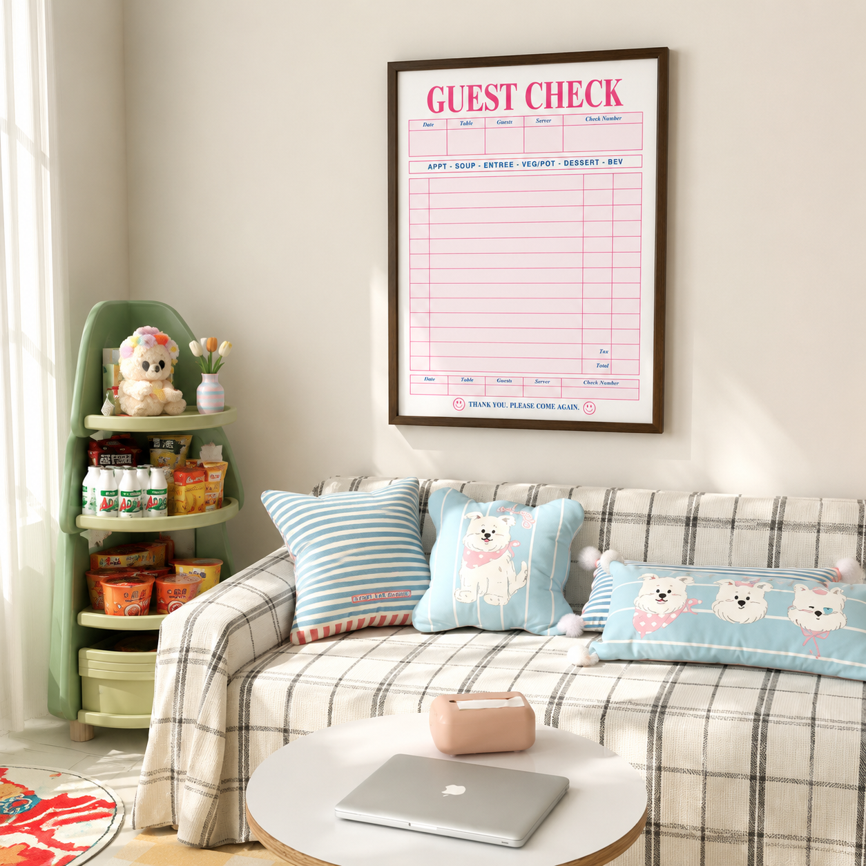 Retro Guest Check Canvas Wall Art Aura Canvas