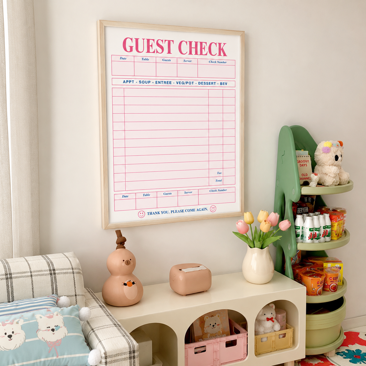 Retro Guest Check Canvas Wall Art Aura Canvas